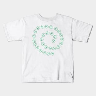 Shamrock Green Line Spiral St Patricks Day Kids T-Shirt